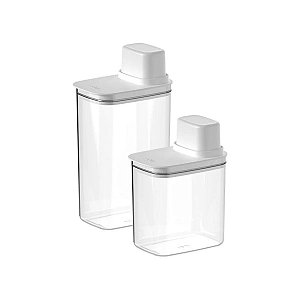 Kit de Potes Herméticos P Mantimentos c Medidor Drop Branco