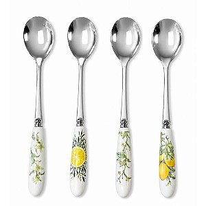 Jogo Colher de Sobremesa Limone 4 Peças Cabo Porcelana