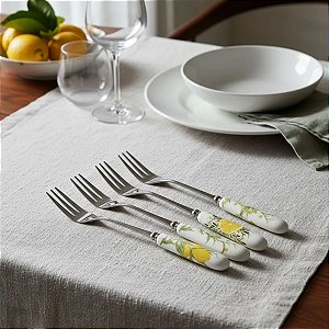 Jogo Garfo de Sobremesa Limone 4 Peças Cabo Porcelana