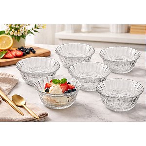 Conjunto 6 Bowls de Vidro Angel 9x4x4,5 Ideal p/ Sobremesas