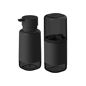 Kit 2 Peças p Banheiro Porta Sabonete e Porta Escova Preto