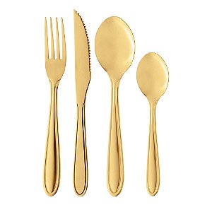 Faqueiro Dourado 24 Peças Aço Inox Elegante e Sofisticado