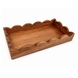 Bandeja De Madeira Wave Retangular Decorativa 32x18x5cm