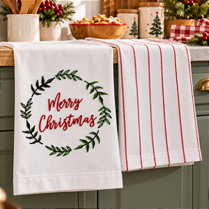 Conjunto Panos de Copa Merry Christmas 40X60cm 2 Unidades