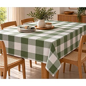 Toalha De Mesa Xadrez Verde 100% Algodão 150x220cm