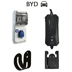 KIT BYD DE PROTEÇÃO PREMIUM  + CARREGADOR PORTÁTIL VE + SUPORTE P/ CARREGADOR -  3,6 KW