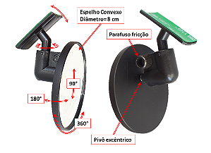 Espelho CONVEXO Ponto Cego Veículo Passeio - Kit 1 unid