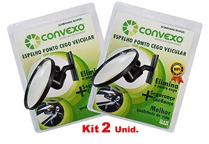 Kit - 2 Unid. Espelho CONVEXO Ponto Cego Veiculo Passeio e Utilitário.