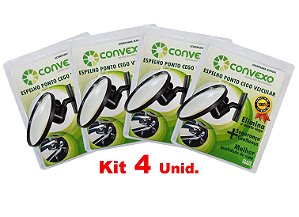 Kit - 4 Unid. espelho CONVEXO Ponto Cego Automóvel e Utilitário.