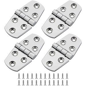 Dobradiças Reforçadas Kit com 4 unidades em Aço Inox 76x38x5mm para Lancha, Barco e Veleiro