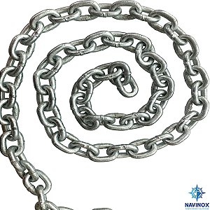 Corrente Calibrada Kit com 5 Metros Aço Galvanizado a Fogo 6mm Din 766 Para Lancha Barco Veleiro