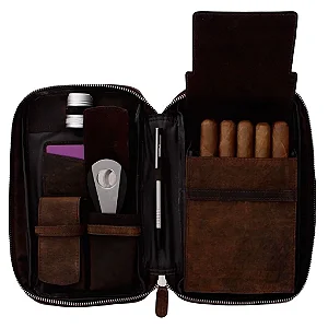 Porta Charutos NERONE Travel Case PC - Couro Estonado