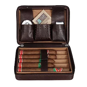 Porta-Charutos Nerone Travel Case Umidor - Couro Marrom