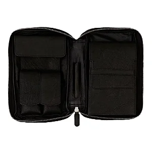 Porta Charutos Nerone Travel Case - Couro Preto Vintage Porta documento