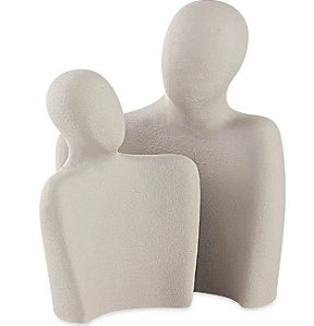 Conjunto escultura de casal em poliresina cinza