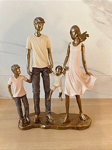 Família Decorativa - Pai, mãe e dois meninos rosa 257-204