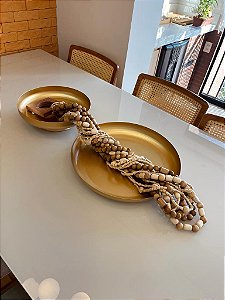 Centro de mesa em metal dourado com base - 16862