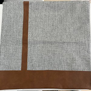 Capa para Almofada de Linho cinza com corino marrom 50cm