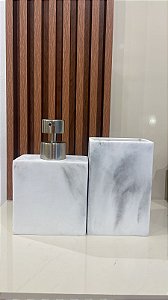 kit 2 pçs para lavabo em poliresina branco
