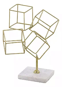 ESCULTURA DECORATIVA CUBOS EM METAL COM BASE EM MÁRMORE