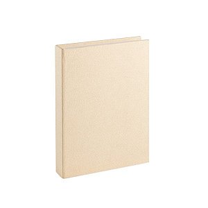 LIVRO-CAIXA EM MDF COM REVESTIMENTO EM LINHO NUDE