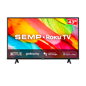 Smart TV SEMP LED Full HD Tela 43" ROKU R6500, Wifi Dual Band, Alexa, Bivolt Cor Preta