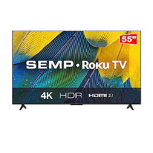 Smart TV LED Tela 55" 4K UHD SEMP 55RK8600, Roku TV com Wi-Fi Dual Dand Cor Preto