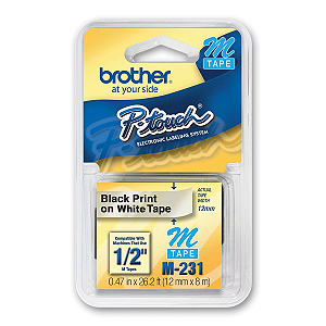 Fita Para Rotulador Brother M231 Branca Escrita Cor Preta