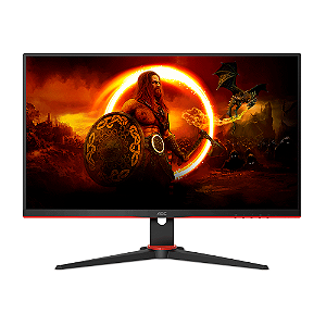 Monitor Gamer AOC Viper Tela 23,8" 165Hz, FHD VA, FreeSync, Widescreen, 1ms - 24G2SE Cor Preto/ Vermelho