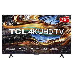 Smart TV LED 75" TCL P755 4K UHD HDR DOLBY VISION, HDMI 2.1, com Wifi dual band e Bluetooth Cor Preto