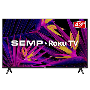 Smart TV LED 43" Semp Roku R6610 FHD Wifi dual band Cor Preto