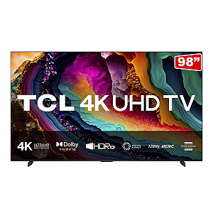 Smart TV LED 98" TCL P755 4K UHD HDR 10+ DOLBY VISION, HDMI 2.1, Bluetooth, Comando de voz e Google Assistant Cor Preto