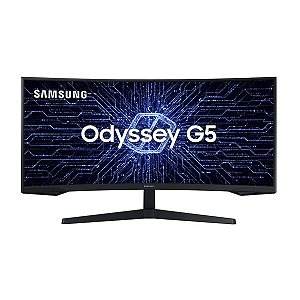Monitor Gamer Curvo Samsung Odyssey 34" Ultra WQHD, 165Hz, 1ms, série G5, LC34G55TWWLMZD Cor Preto