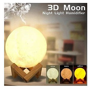 Umidificador Aromatizador Luminária Abajur Lua 3d