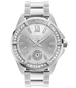 Relógio Feminino Euro Big Case Delux Prata EU2115AR/4K