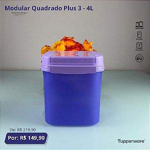 Tupperware Modular Quadrado Plus n°3 - 4 litros Roxo