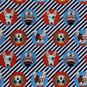 Tecido Tricoline 100% Algodão Digital - Estampa Cachorro  - 50cmx1,40m