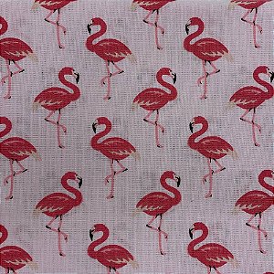 Tecido Tricoline 100% Algodão - Estampa Flamingo - 50cmx1,40m