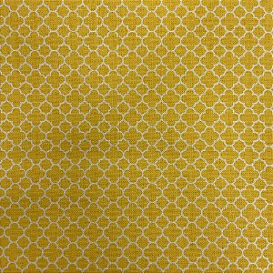 Tecido Tricoline 100% Algodão Amarelo Estampa Quatro Pétalas - 50cmx1,40m