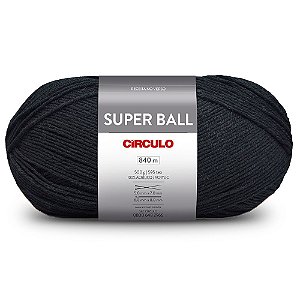 Lã Super Ball 500g 840m 100% Acrílico Marca Círculo 8990 Preto