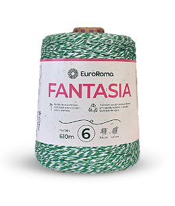 Barbante EuroRoma 6 600g 610m Fantasia 5025 Branco e Verde Bandeira