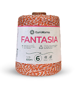 Barbante EuroRoma 6 600g 610m Fantasia 5024 Branco e Laranja
