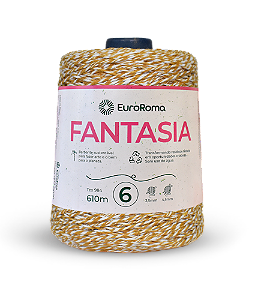 Barbante EuroRoma 6 600g 610m Fantasia 5023 Branco e Mostarda