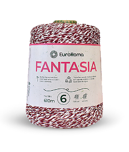 Barbante EuroRoma 6 600g 610m Fantasia 5022 Branco e Bordô