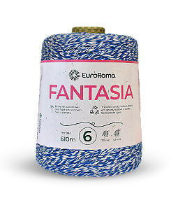 Barbante EuroRoma 6 600g 610m Fantasia 5017 Cru e Azul Royal