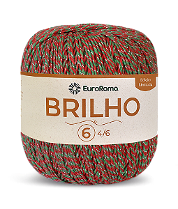 Barbante EuroRoma Brilho Prata 406m cor 5030 Verde e Vermelho Natal