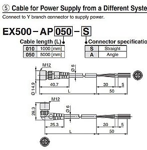 EX500-AP100-S-X1 CABO DE ENERGIA COM CONECTOR PARA EX500, 100MM DE COMPRIMENTO                    NCM :  85444200