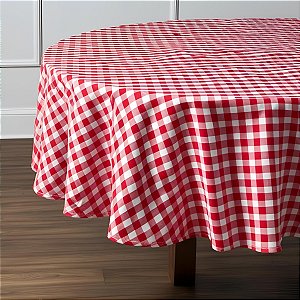 Toalha De Mesa Redonda - Estampa Xadrez Vermelho