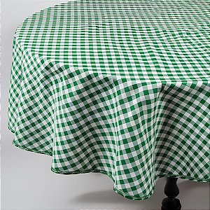 Toalha De Mesa Redonda - Estampa Xadrez Verde