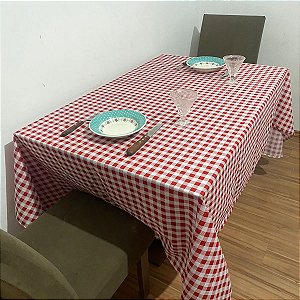 Toalha De Mesa Retangular - Xadrez Vermelho